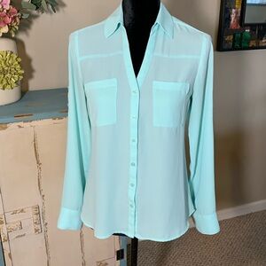 Express Pale Turquoise Portofino  Long Sleeve Button Down Shirt. Size XS